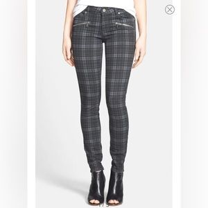 Paige Indio Zip Charcoal Plaid Punk Rock Skinny Jeans